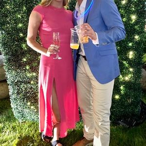 Pink midi dress with slit